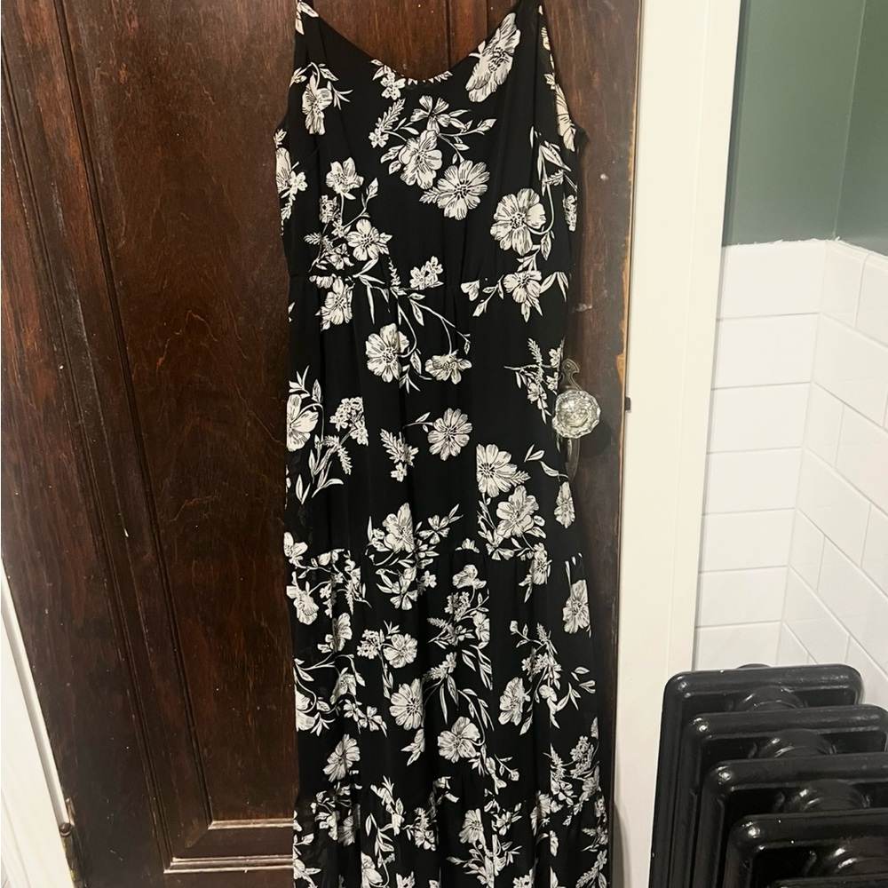 J. Crew Black and White Floral Maxi Dress